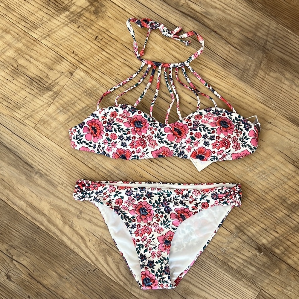 Billabong Floral Bikini - Red and Pink